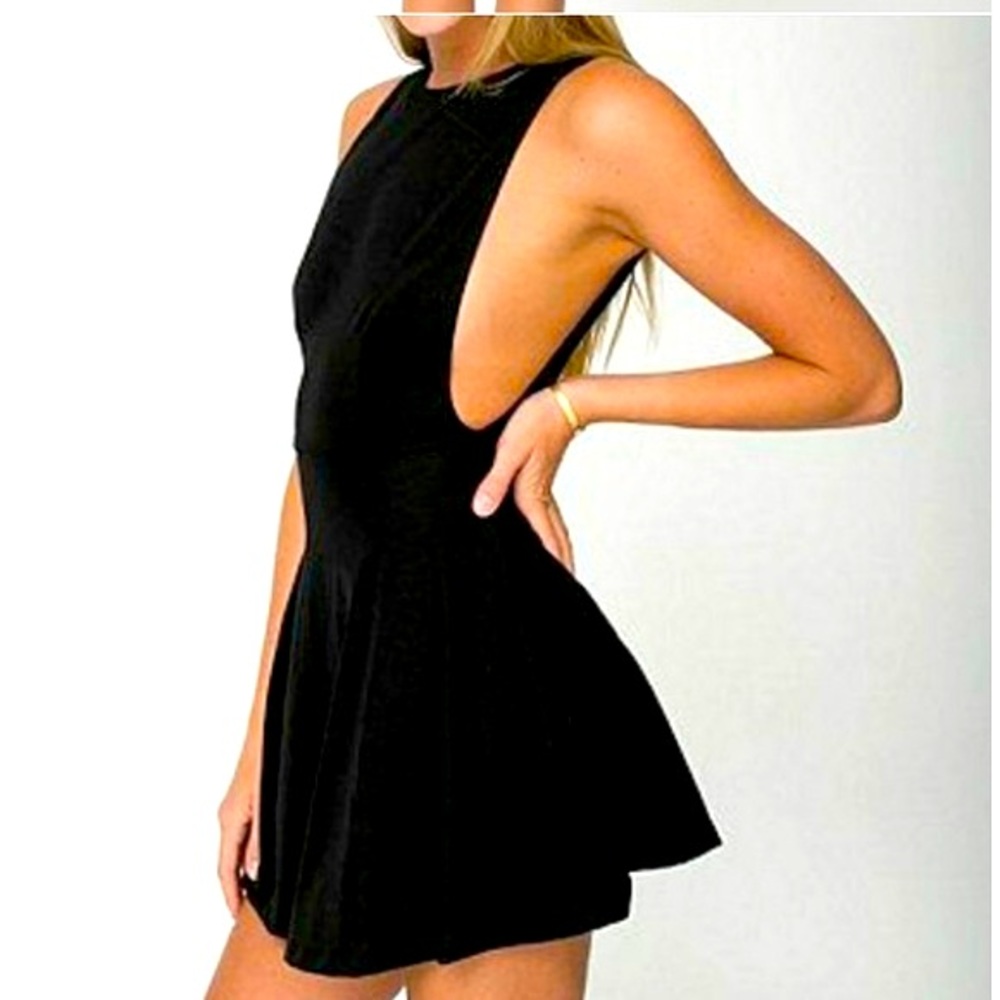 American apparel black fit and flare dress